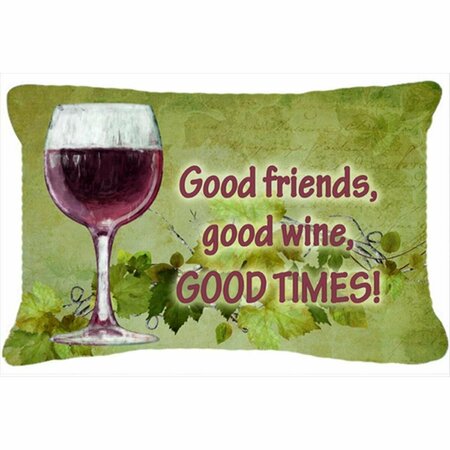 CAROLINES TREASURES Good Friends, Good Wine, Good Times Indoor & Outdoor Fabric Decorative Pillow CA75384